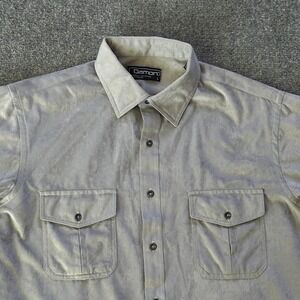 Damon Shirt Mens Large Gray‎ Soft Fleece Button Up Casual Made USA Vintage
